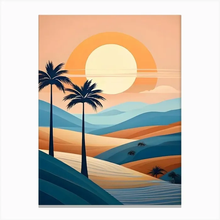 Desert Landscape With Palm Trees 6 Canvas Print by Art shop