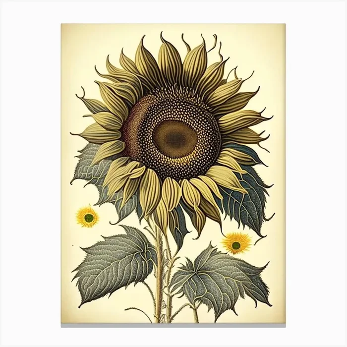 Desert Sunflower Wildflower Vintage Botanical 2 Canvas PrintWS by Wildflower Studio