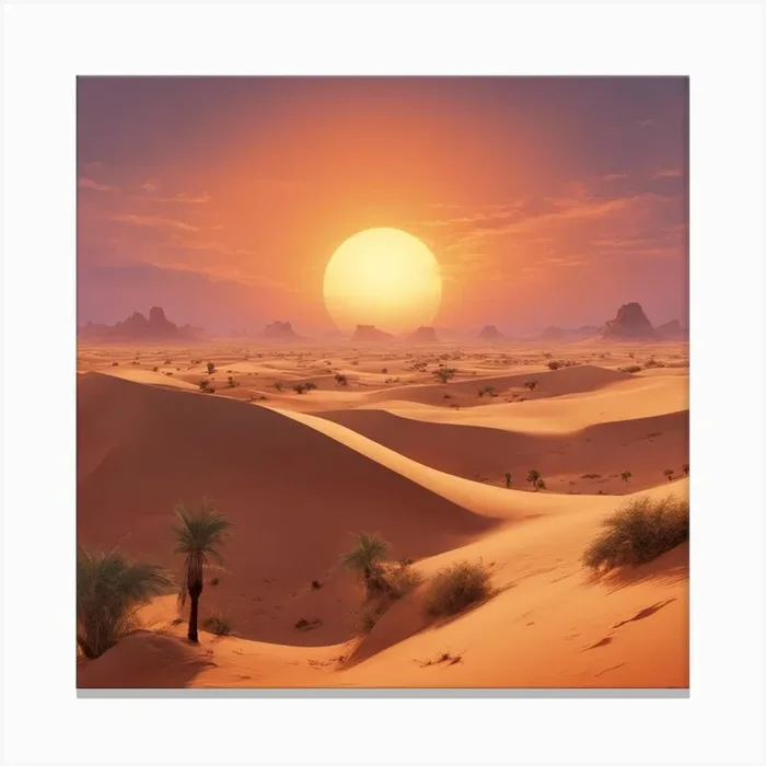 Desert Sunset Canvas Print by rafik