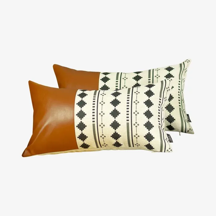 Diamonds Decorative Lumbar Throw Pillow Covers – Brown – Set of 2 by MIKE & Co. New York