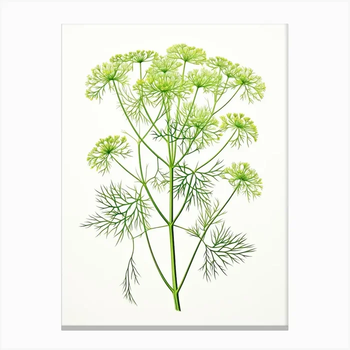 Dill Vintage Botanical Herbs 2 Canvas Print by Whimsical Meadows