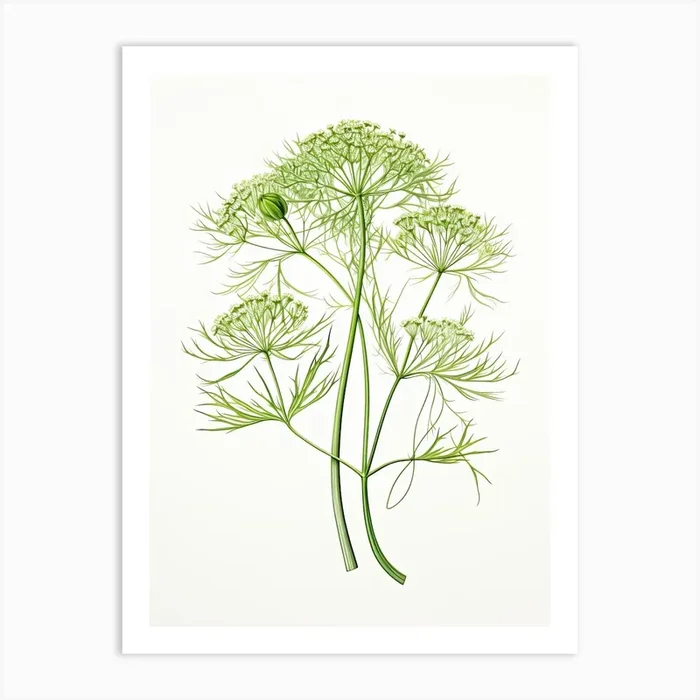 Dill Vintage Botanical Herbs 3 Art Print by Whimsical Meadows
