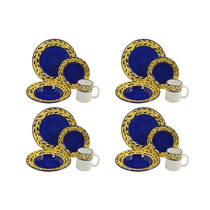 Dinnerware Set – 16 piece -Blue & Yellow | Country French