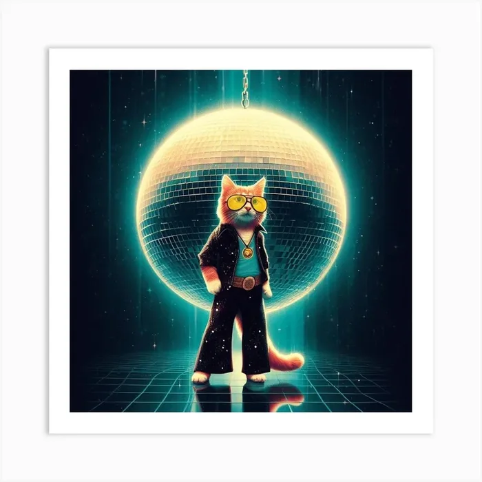 Disco Cat Art Print by Maxleron