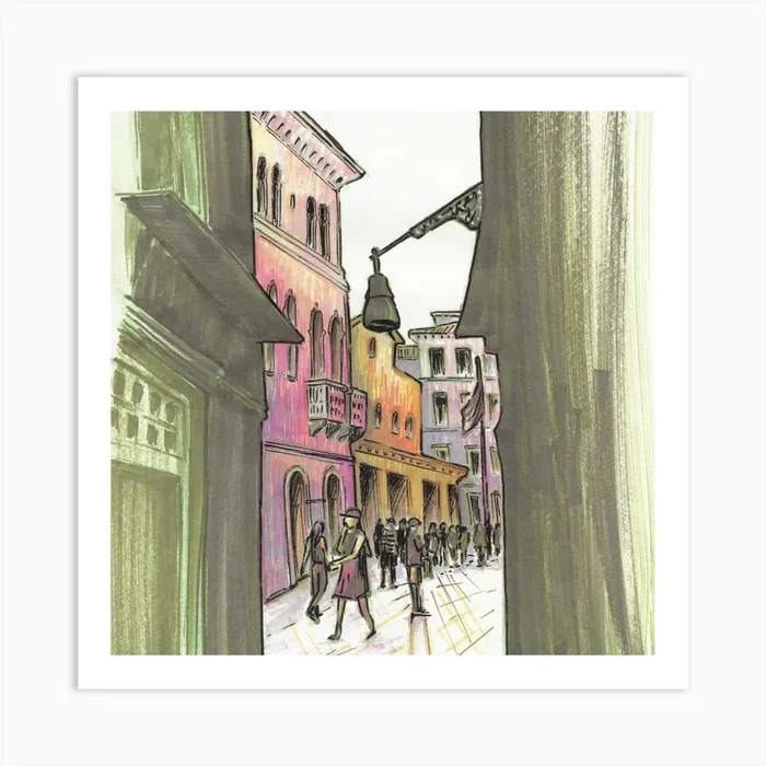 Discovering Venice Square Art Print by Viktoriya Tudoran
