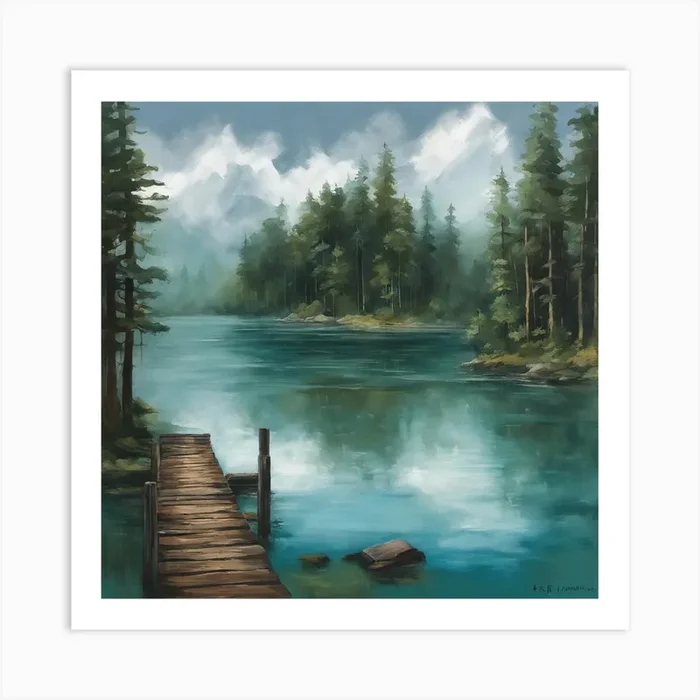 Dock By The Lake Art Print by SanTorio