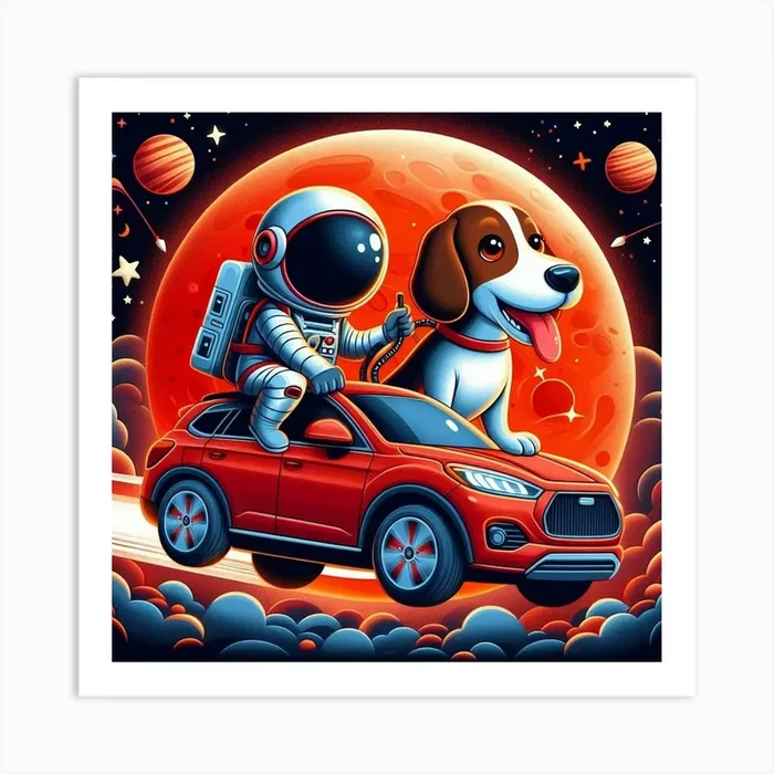 Dog In Space Art PrintS by Soloart