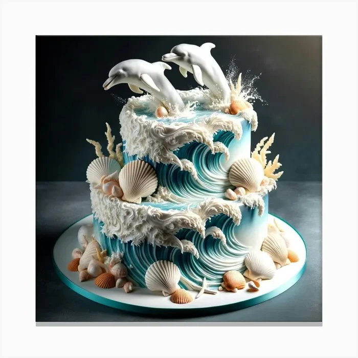 Dolphin Cake Canvas Print by SableBlu