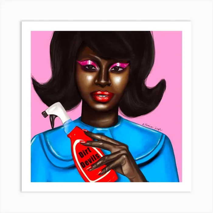 Domestic Girl Square Art Print by Veronica Joseph