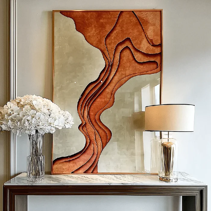 Donatella Copper & Cream 3D Effect Framed Wall Art – 70x100cm