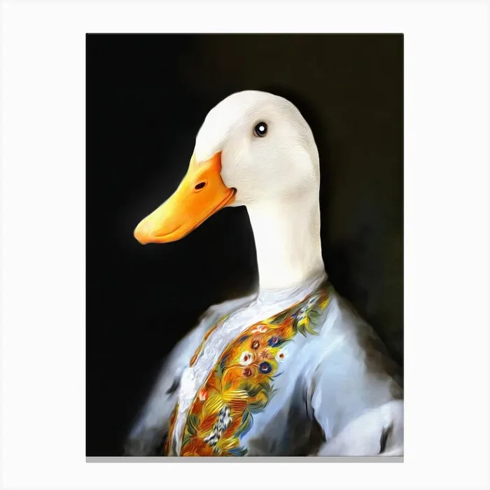 Duck Edwin Le Blanc Pet Portraits Canvas PrintL- by l’Animorphe – Lanimorphe by Tein Lucasson