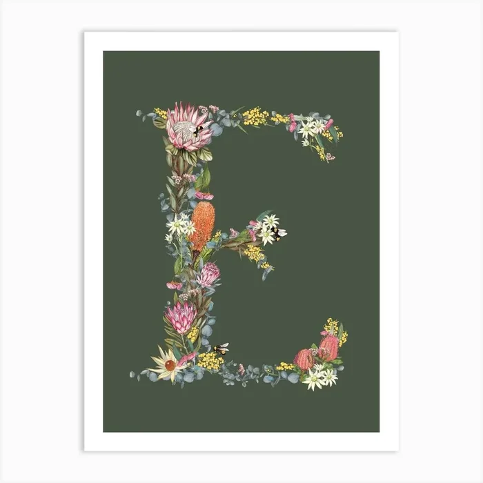 E Olive Alphabet Letter Art PrintLM by Lilly Miranda Illustration