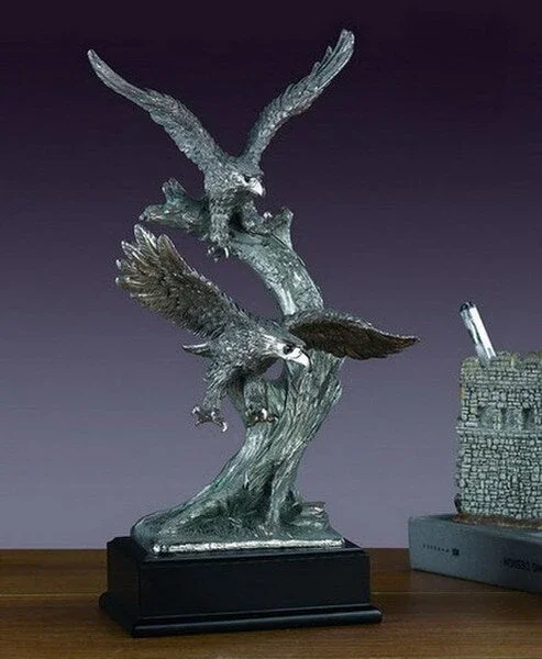 Eagles Two With Pewter Overlay