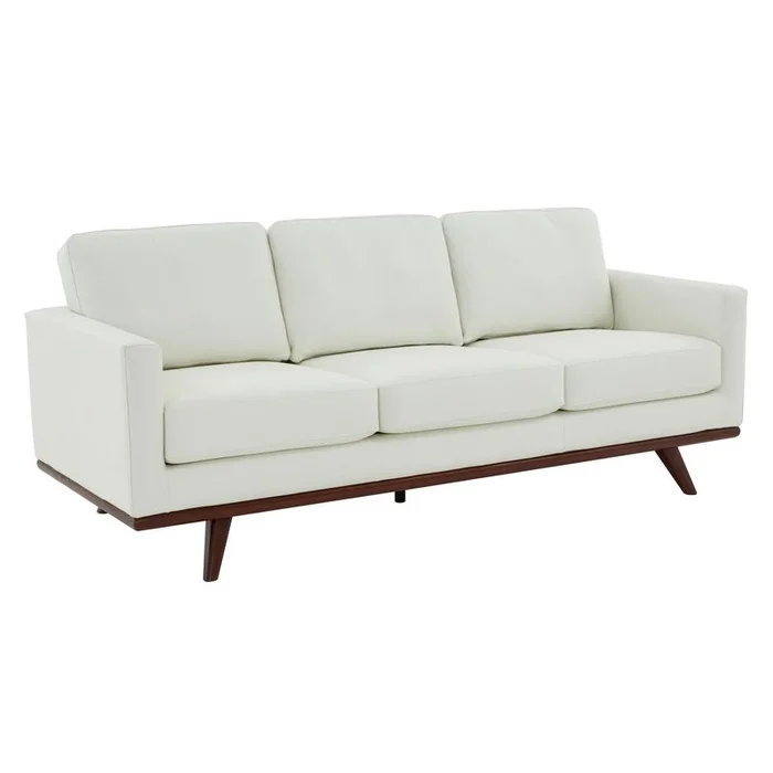 Edvin Leather Sofa – Birch Wood Base