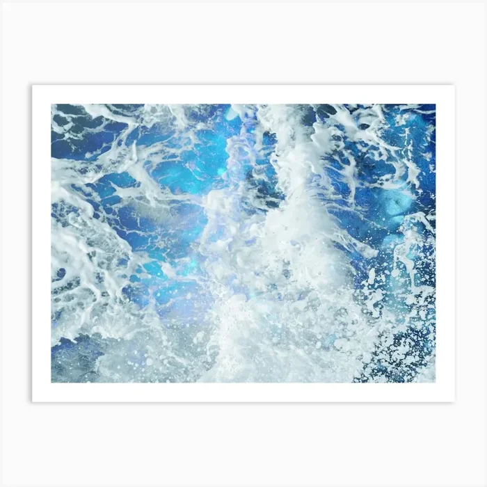 Electric Blue Ocean Waves Art PrintN by NatureMagick