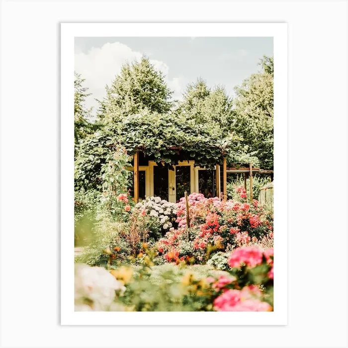 English Garden Greenhouse Art Print by Indio Page