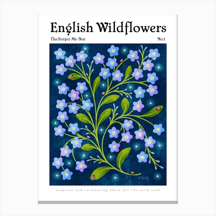 English Wildflowers Forget-Me-Not Canvas Print by Rebecca Flaherty