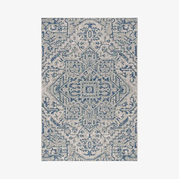 Estrella Textured Weave Indoor / Outdoor Area Rug – Navy / Gray by JONATHAN Y