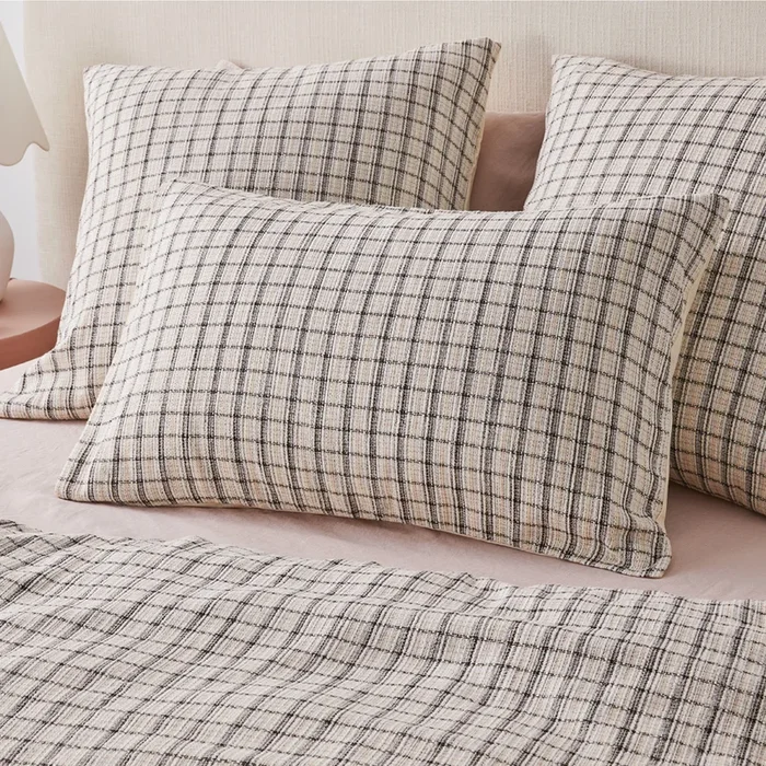 Eva Cream Check Pillowcases