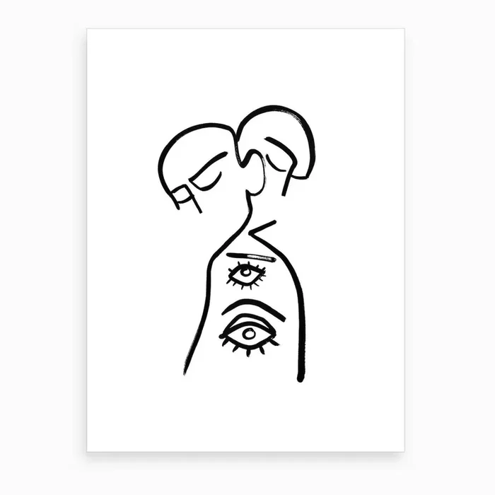 Eye Want You Line Art Print by Julia Hariri