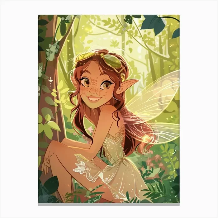 Fairy Girl In Woods Canvas Print by Lilith and Lemon