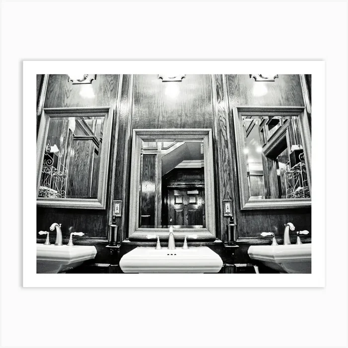 Fancy Mirrors Bw Art Print by MY MEMORY IS SHOT