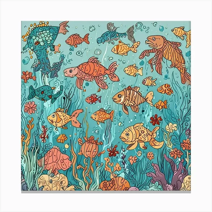 Fishes Under The Sea Canvas PrintMS by Mr. shams