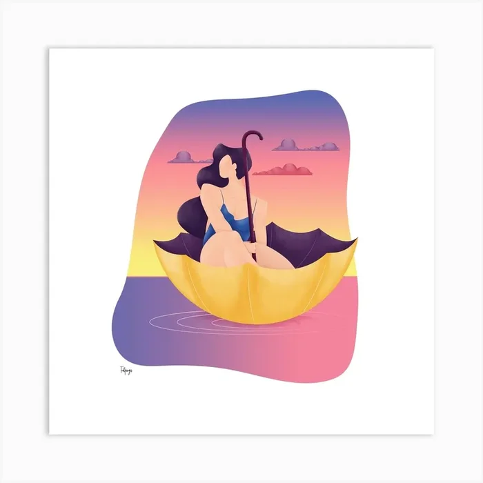 Floating Away Square Art Print by Fatpings Studio