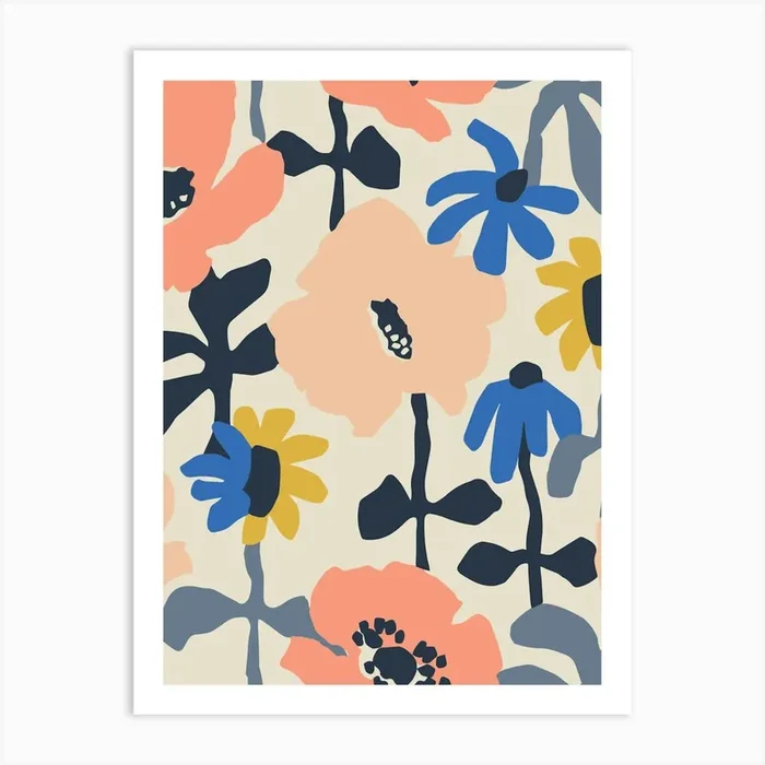 Floral Pattern Poster – Modern Abstract Wall Art in Colorful Design Art Print by marybazar