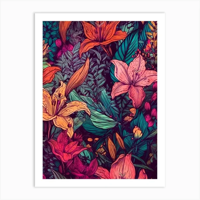 Floral Seamless Pattern flowers nature 1 Art Print by JBJart Justyna Jaszke
