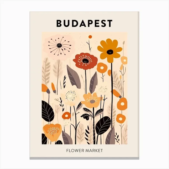 Flower Market Poster Budapest Hungary Canvas Print by The Art of Adventure