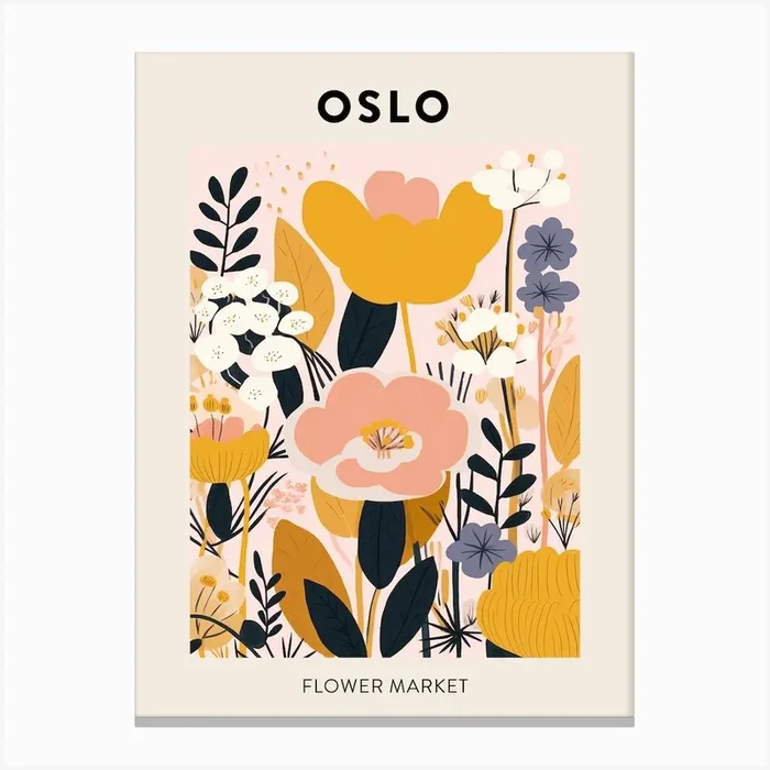 Flower Market Poster Oslo Norway 2 Canvas Print by The Art of Adventure