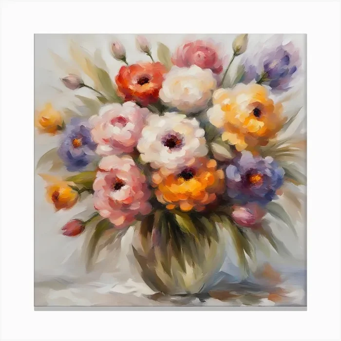 Flowers In A Vase 5 Canvas Print by Hassan Rehman