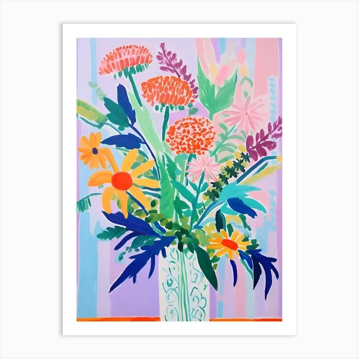 Flowers In A Vase Contemporary still life Art Print by Printful Perspectives