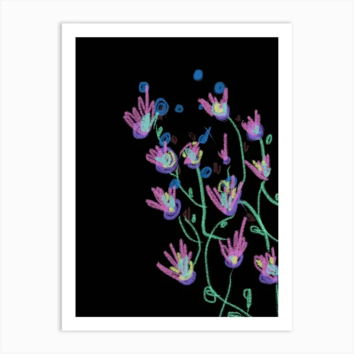 Flowers In The Night Art Print by Mambo