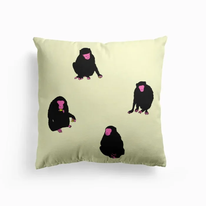 Four Monkeys Cushion by Teska Van Beek