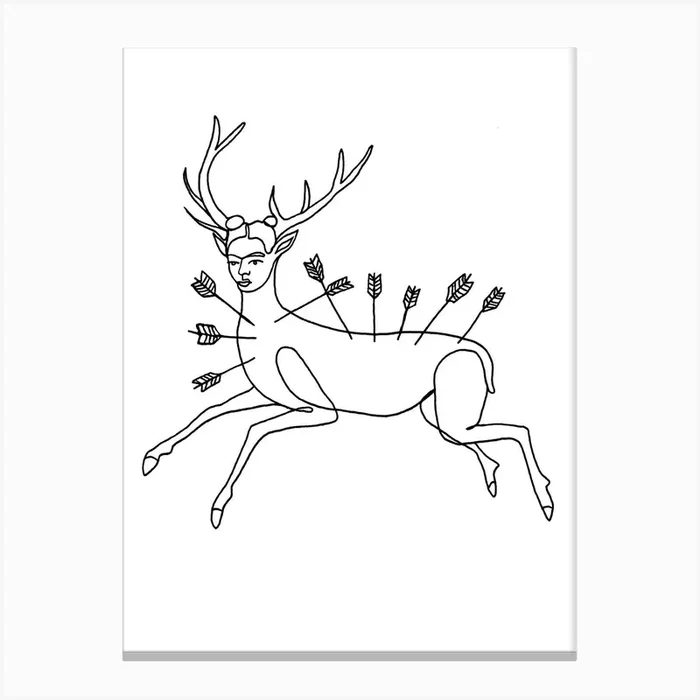 Frida Wounded Deer Canvas Print by Julia Hariri