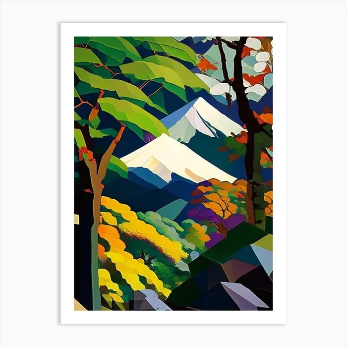 Fuji Hakone Izu National Park Japan Cubo Futuristic Art Print by National Park Posters