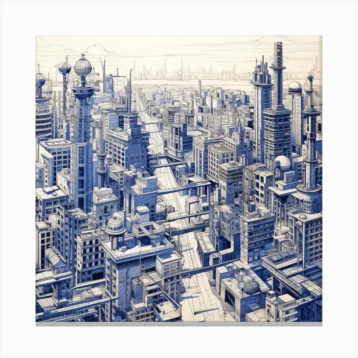 Futuristic Cityscape 11 Canvas Print by Amliga Design