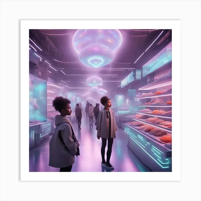 Futuristic Market Art PrintW by Wisdom
