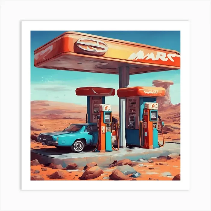 Gas Station on Mars Art Print by Zekeefx