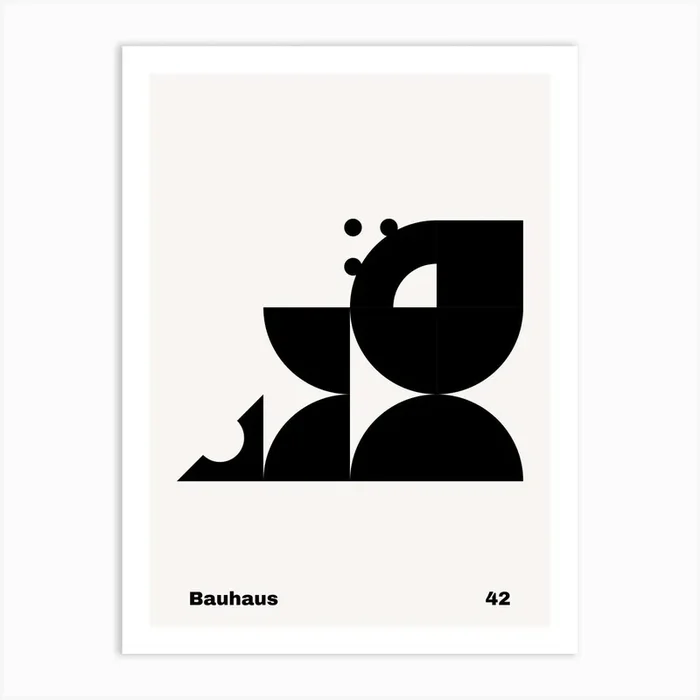 Geometric Bauhaus Poster B&W 42 Art Print by Vivid Pear