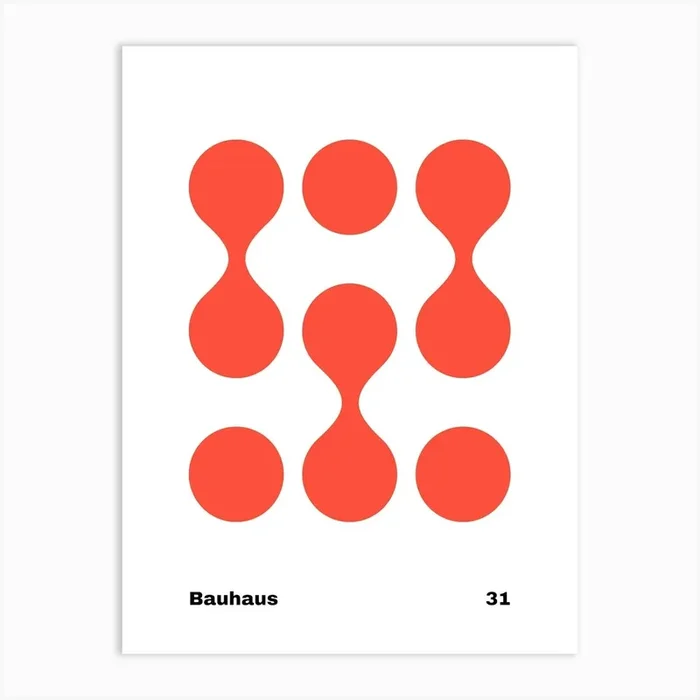 Geometric Bauhaus Poster Red 31 Art Print by Vivid Pear
