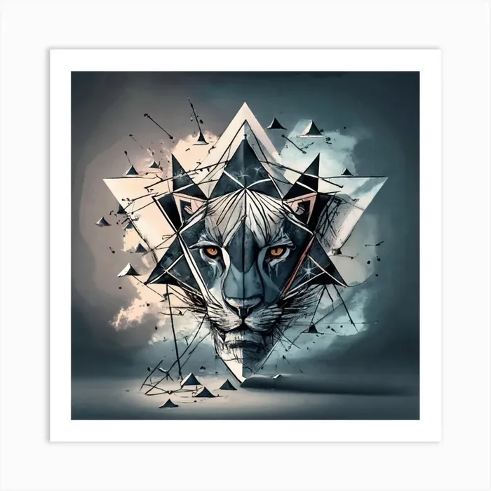 Geometric Lion Head Art Print by IslaNovella