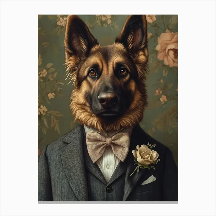 German Shepherd Dapper Gentleman Canvas Print by NordicDesignHouse