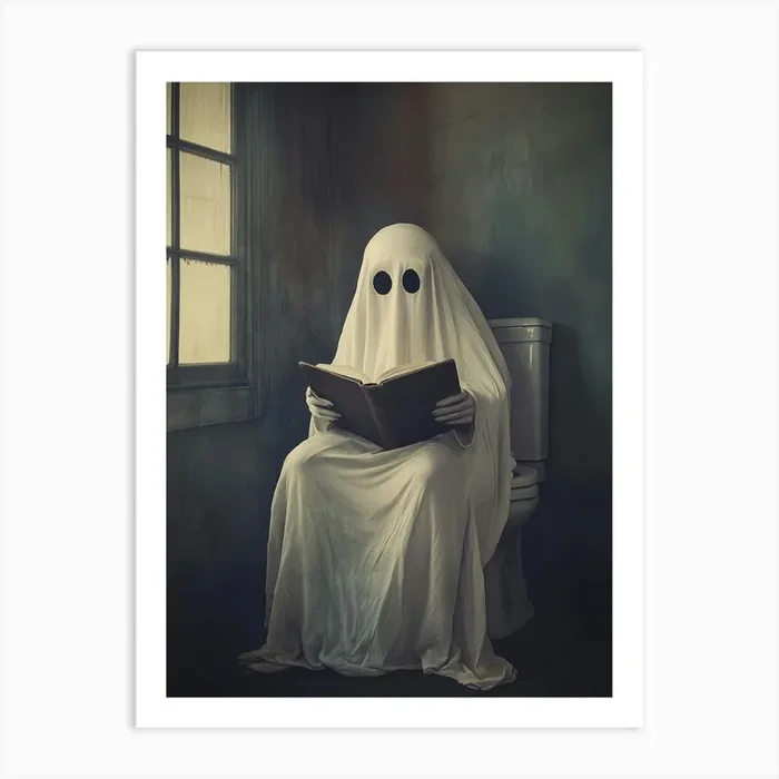 Ghost Having A Private Moment Halloween Art Print by NordicDesignHouse