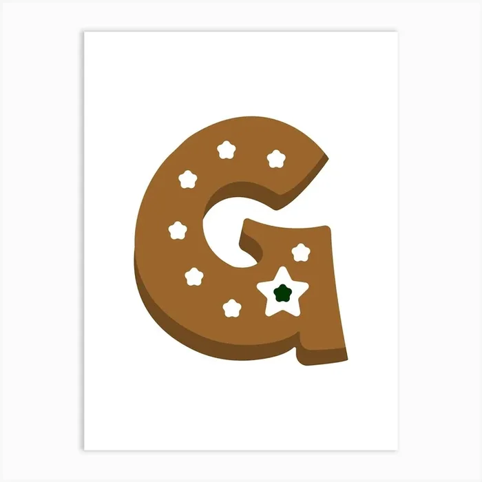 Gingerbread Decorative Letters Living Room Holiday Display 07 Art Print by MimiWONDERS