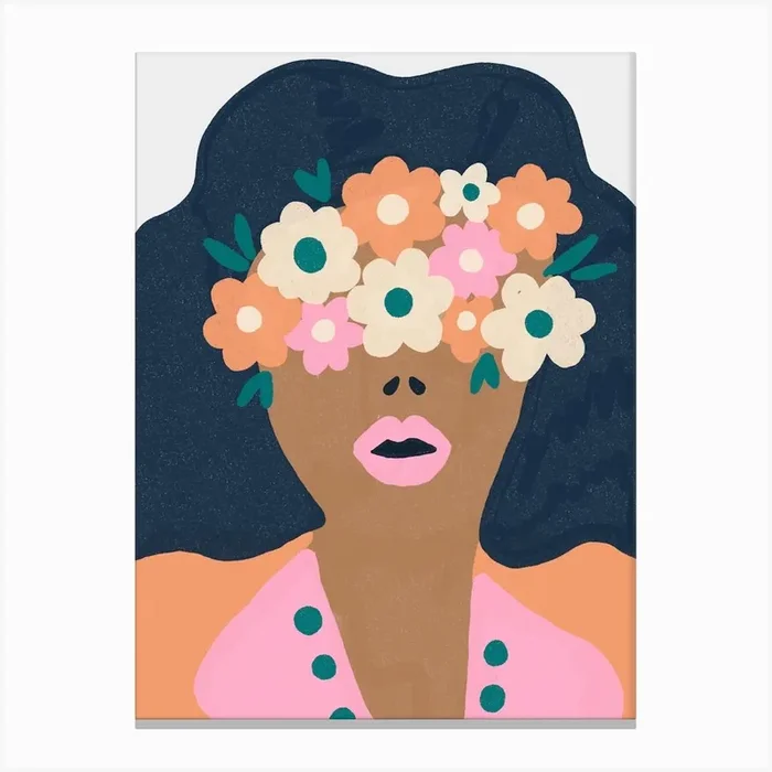 Girl in mask of flowers Canvas Print by Marie Smth