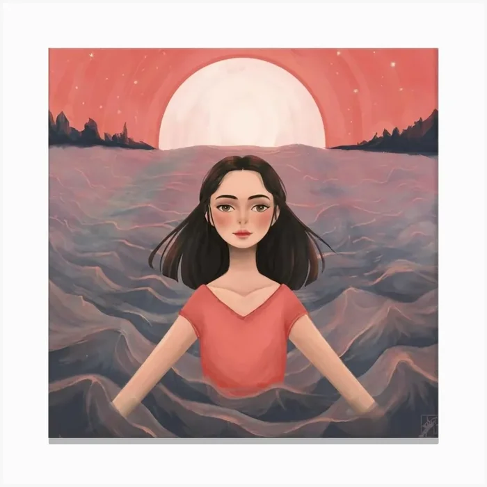 Girl In The Water Canvas Print by IslaNovella