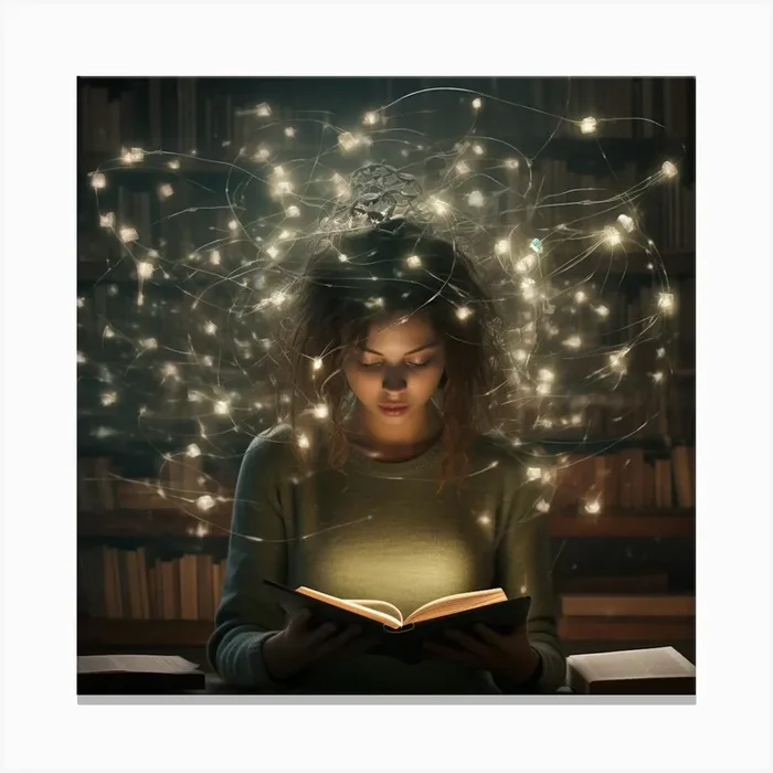 Girl Reading A Book Canvas Print by Lilith and Lemon